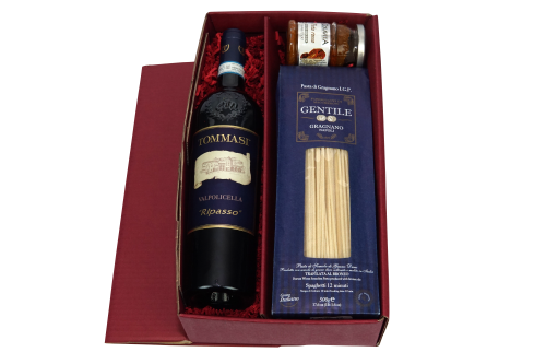 Präsent "Buon appetito"  - Wein und Feinkost in hochwertiger Geschenkverpackung